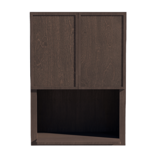 SM - WM3042: Mocha Brown Slim Shaker 30"W x 42"H 2 Door & 1 Shelf Wall Built - in Microwave Cabinets - NextCabinets