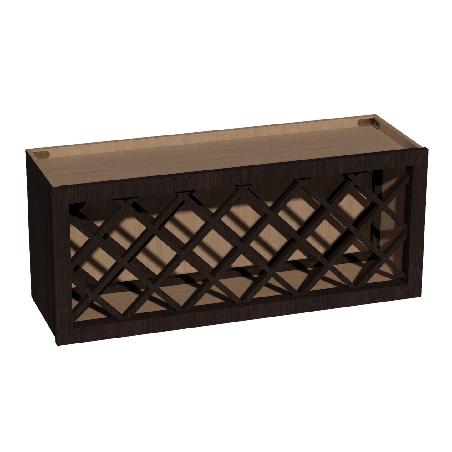 SM - WR3615: Mocha Brown Slim Shaker 36"W x 15"H x 12"D Wall Wine Rack Incl. Shelf - NextCabinets