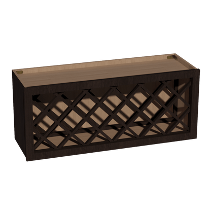 SM - WR3615: Mocha Brown Slim Shaker 36"W x 15"H x 12"D Wall Wine Rack Incl. Shelf - NextCabinets