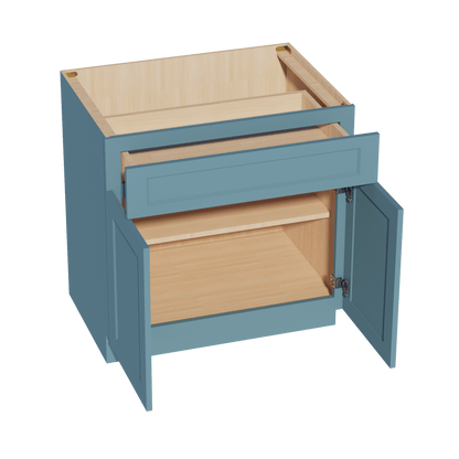 TG - B33: Soft Green Shaker 33" 1 Drawer 2 Doors Standard Base Cabinet - NextCabinets