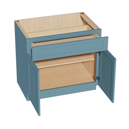 TG - B36: Soft Green Shaker 36" 1 Drawer 2 Doors Standard Base Cabinet - NextCabinets