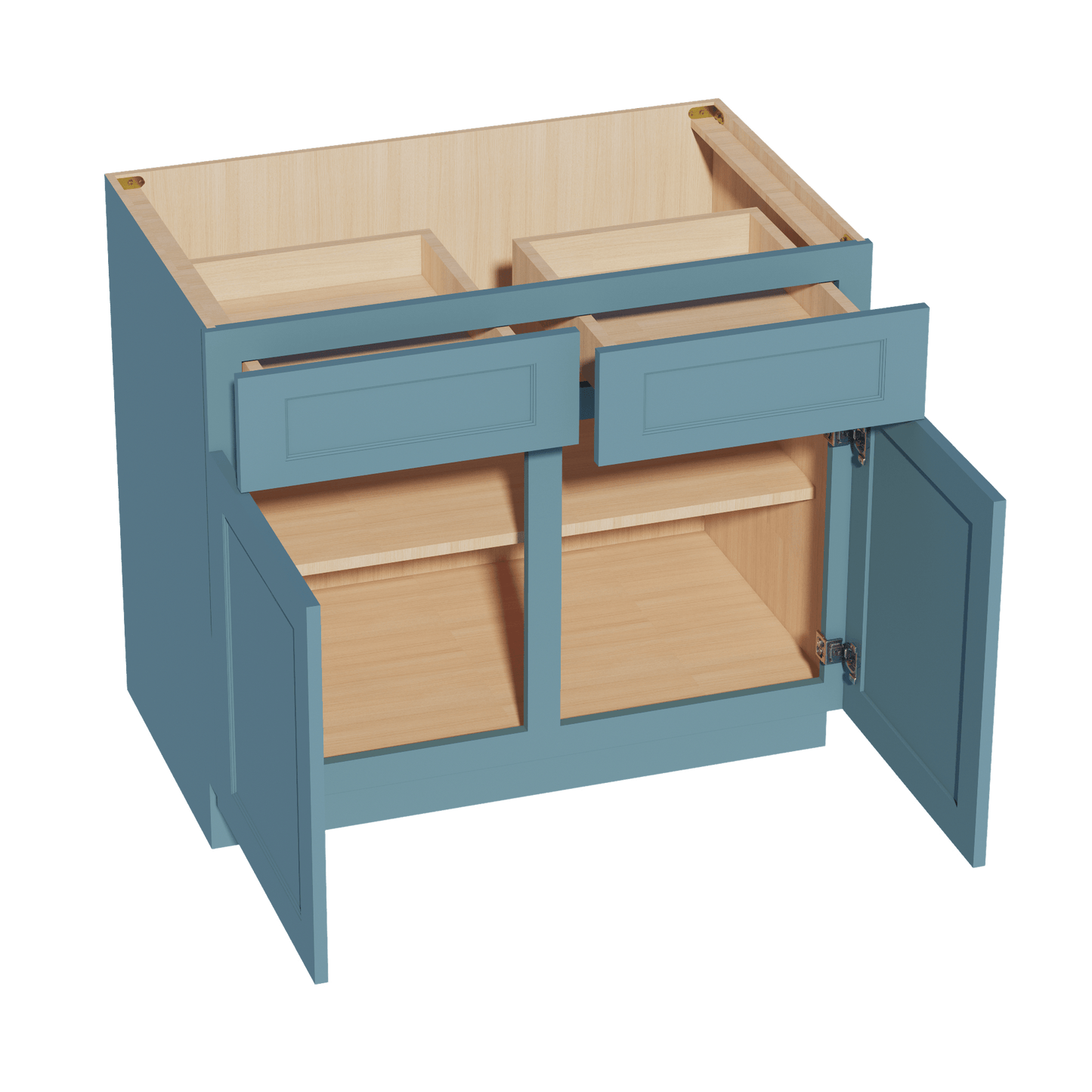 TG - B39: Soft Green Shaker 39" 2 Drawers 2 Doors Standard Base Cabinet - NextCabinets