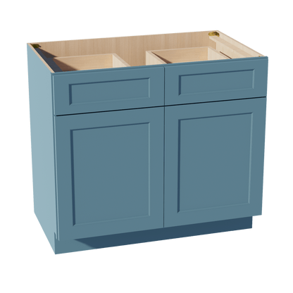 TG - B39: Soft Green Shaker 39" 2 Drawers 2 Doors Standard Base Cabinet - NextCabinets