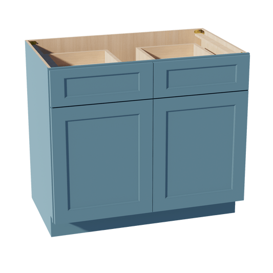 TG - B39: Soft Green Shaker 39" 2 Drawers 2 Doors Standard Base Cabinet - NextCabinets