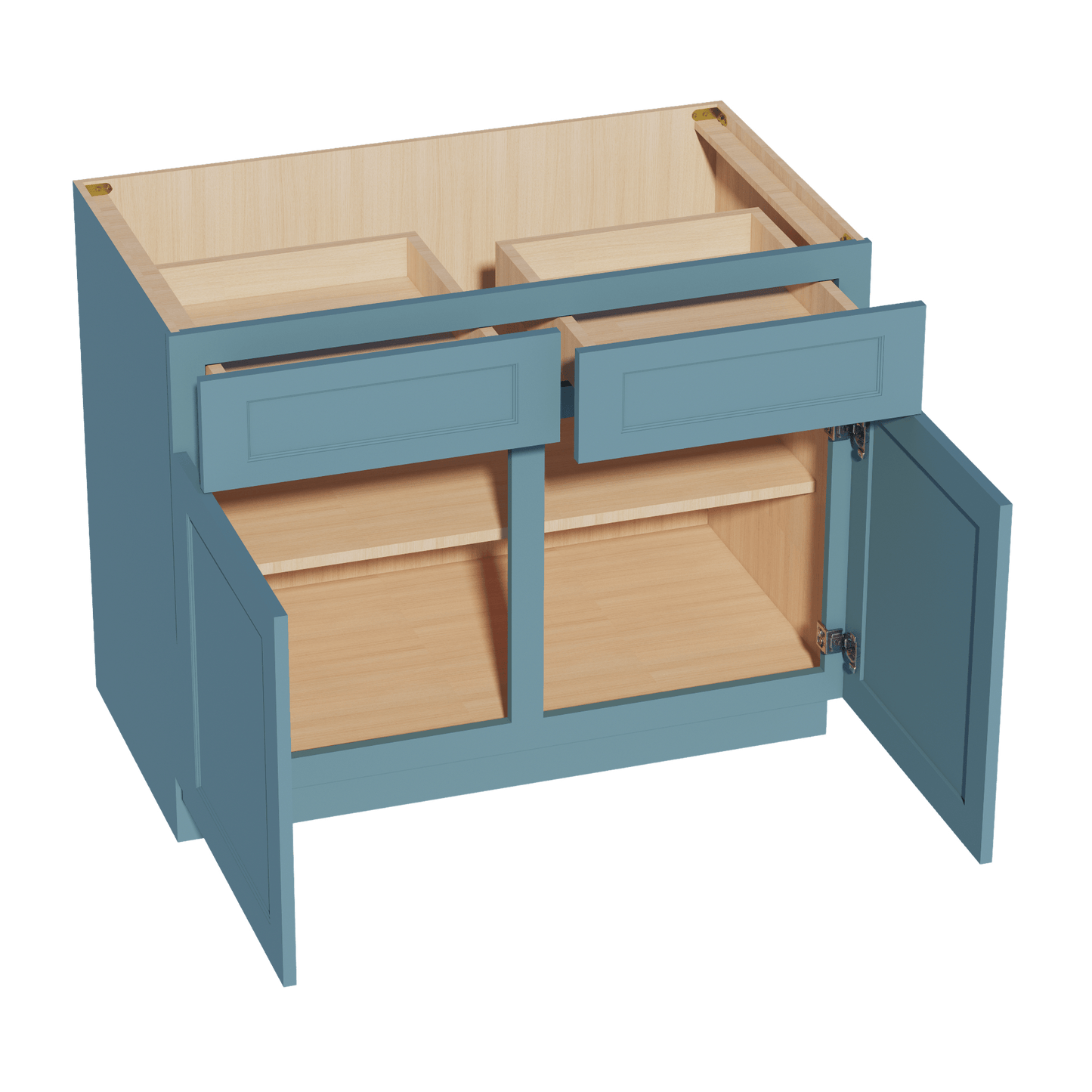 TG - B42: Soft Green Shaker 42" 2 Drawers 2 Doors Standard Base Cabinet - NextCabinets