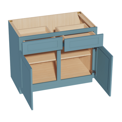 TG - B42: Soft Green Shaker 42" 2 Drawers 2 Doors Standard Base Cabinet - NextCabinets