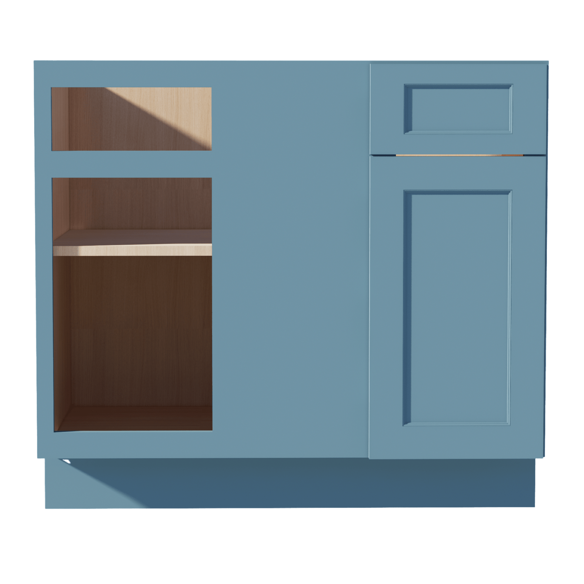 TG - BBC39/42: Soft Green Shaker 39" 1 Door - 1 Drawer Blind Corner Base Cabinet - NextCabinets