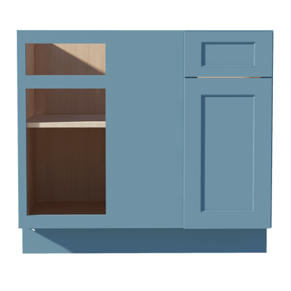 TG - BBC39/42: Soft Green Shaker 39" 1 Door - 1 Drawer Blind Corner Base Cabinet - NextCabinets