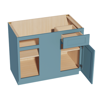 TG - BBC42/45: Soft Green Shaker 42" 1 Door - 1 Drawer Blind Corner Base Cabinets - NextCabinets