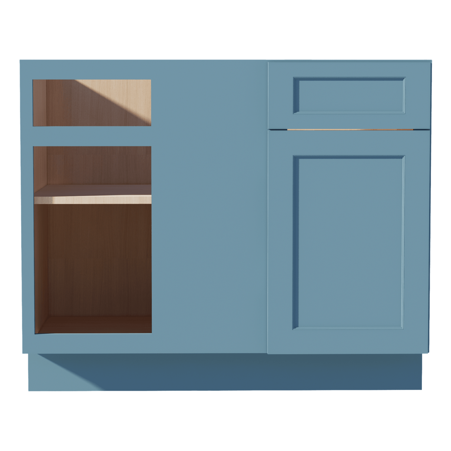 TG - BBC42/45: Soft Green Shaker 42" 1 Door - 1 Drawer Blind Corner Base Cabinets - NextCabinets