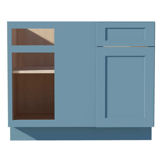 TG - BBC42/45: Soft Green Shaker 42" 1 Door - 1 Drawer Blind Corner Base Cabinets - NextCabinets