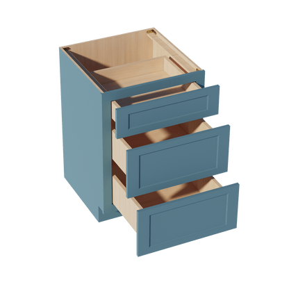 TG - DB24: Soft Green Shaker 24" 3 Drawers Base Cabinet - NextCabinets