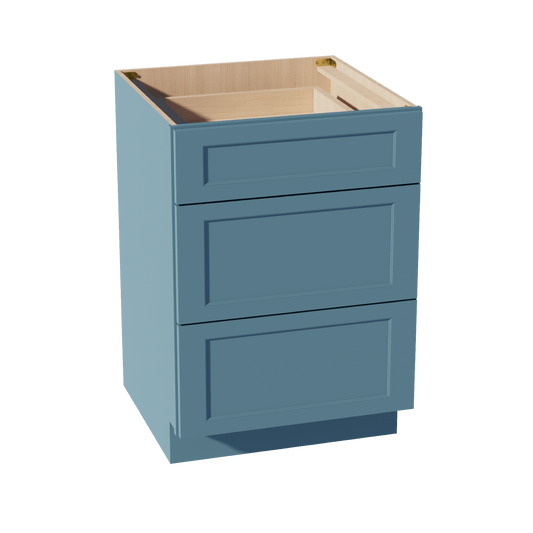 TG - DB24: Soft Green Shaker 24" 3 Drawers Base Cabinet - NextCabinets