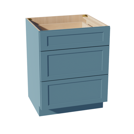 TG - DB27: Soft Green Shaker 27" 3 Drawers Base Cabinet - NextCabinets