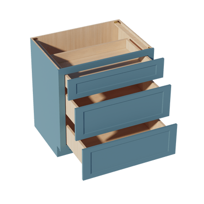 TG - DB33: Soft Green Shaker 33" 3 Drawers Base Cabinet - NextCabinets