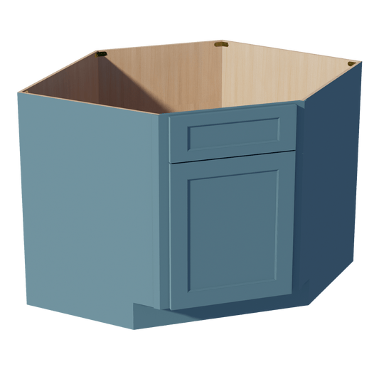 TG - DSB42: Soft Green Shaker 42" 1 Door - 1 False Drawer Corner Sink Base Cabinets - NextCabinets