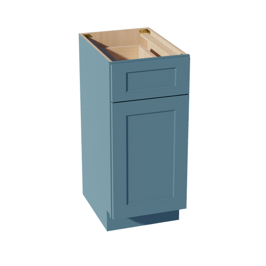 TG - VB1521: Soft Green Shaker 15"W x 34 - 1/2"H x 21"D 1 Door & 1 Drawer Single Door Vanity Base Cabinets - NextCabinets