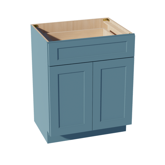 TG - VB2721: Soft Green Shaker 27"W x 34 - 1/2"H x 21"D 2 Doors & 1 Drawer Double Door Vanity Base Cabinets - NextCabinets
