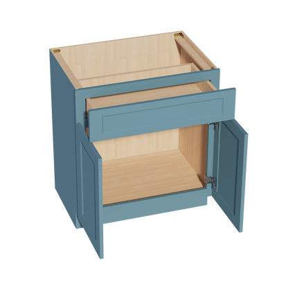 TG - VB3021: Soft Green Shaker 30"W x 34 - 1/2"H x 21"D 2 Doors & 1 Drawer Double Door Vanity Base Cabinets - NextCabinets