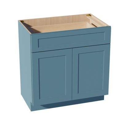 TG - VB3321: Soft Green Shaker 33"W x 34 - 1/2"H x 21"D 2 Doors & 1 Drawer Double Door Vanity Base Cabinets - NextCabinets
