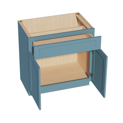 TG - VB3321: Soft Green Shaker 33"W x 34 - 1/2"H x 21"D 2 Doors & 1 Drawer Double Door Vanity Base Cabinets - NextCabinets