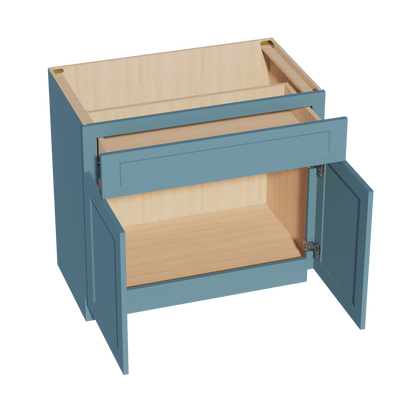 TG - VB3621: Soft Green Shaker 36"W x 34 - 1/2"H x 21"D 2 Doors & 1 Drawer Double Door Vanity Base Cabinets - NextCabinets