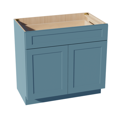 TG - VB3621: Soft Green Shaker 36"W x 34 - 1/2"H x 21"D 2 Doors & 1 Drawer Double Door Vanity Base Cabinets - NextCabinets
