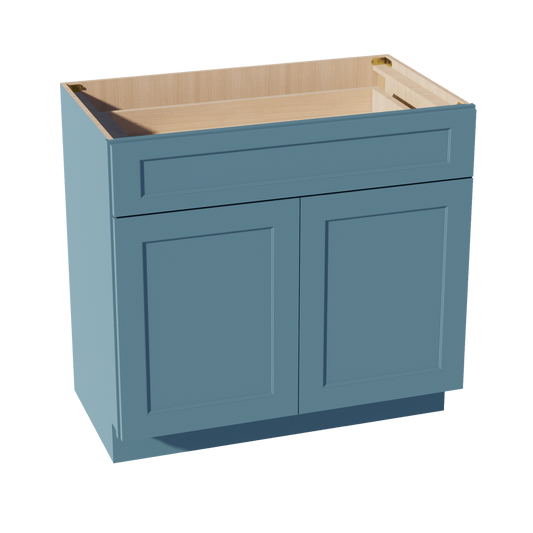 TG - VB3621: Soft Green Shaker 36"W x 34 - 1/2"H x 21"D 2 Doors & 1 Drawer Double Door Vanity Base Cabinets - NextCabinets