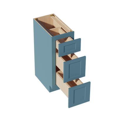 TG - VDB1221: Soft Green Shaker 12"W x 34 - 1/2"H x 21"D 3 Drawers Vanity Base Cabinets - NextCabinets