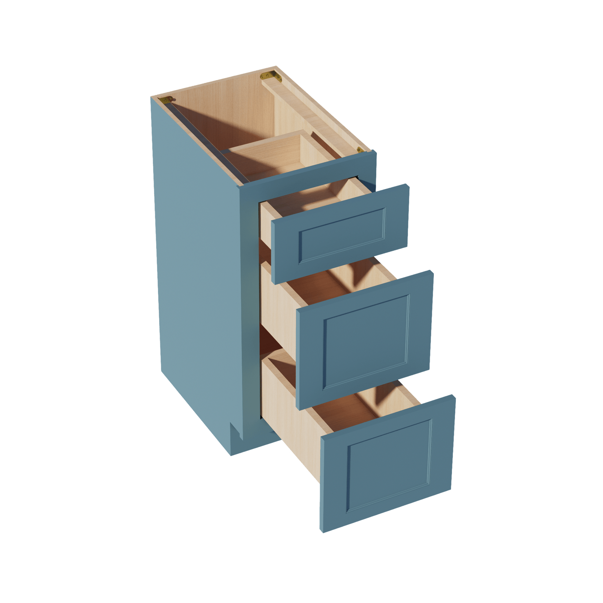 TG - VDB1521: Soft Green Shaker 15"W x 34 - 1/2"H x 21"D 3 Drawers Vanity Base Cabinets - NextCabinets