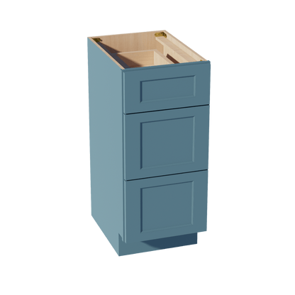 TG - VDB1521: Soft Green Shaker 15"W x 34 - 1/2"H x 21"D 3 Drawers Vanity Base Cabinets - NextCabinets