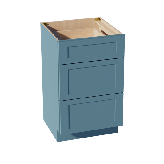 TG - VDB2121: Soft Green Shaker 21"W x 34 - 1/2"H x 21"D 3 Drawers Vanity Base Cabinets - NextCabinets