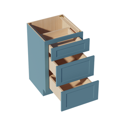 TG - VDB2121: Soft Green Shaker 21"W x 34 - 1/2"H x 21"D 3 Drawers Vanity Base Cabinets - NextCabinets