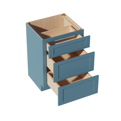 TG - VDB2421: Soft Green Shaker 24"W x 34 - 1/2"H x 21"D 3 Drawers Vanity Base Cabinets - NextCabinets