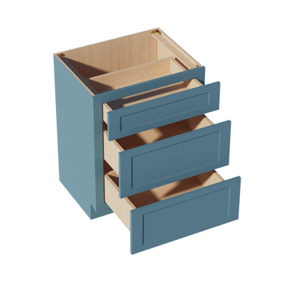 TG - VDB2721: Soft Green Shaker 27"W x 34 - 1/2"H x 21"D 3 Drawers Vanity Base Cabinets - NextCabinets