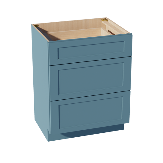 TG - VDB2721: Soft Green Shaker 27"W x 34 - 1/2"H x 21"D 3 Drawers Vanity Base Cabinets - NextCabinets