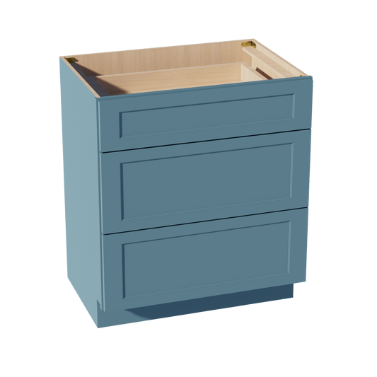 TG - VDB3021: Soft Green Shaker 30"W x 34 - 1/2"H x 21"D 3 Drawers Vanity Base Cabinets - NextCabinets