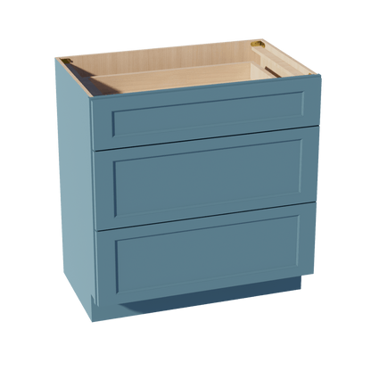 TG - VDB3321: Soft Green Shaker 33"W x 34 - 1/2"H x 21"D 3 Drawers Vanity Base Cabinets - NextCabinets