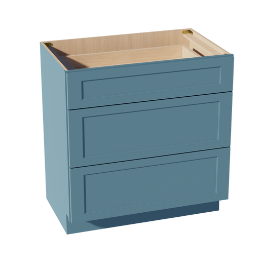 TG - VDB3321: Soft Green Shaker 33"W x 34 - 1/2"H x 21"D 3 Drawers Vanity Base Cabinets - NextCabinets