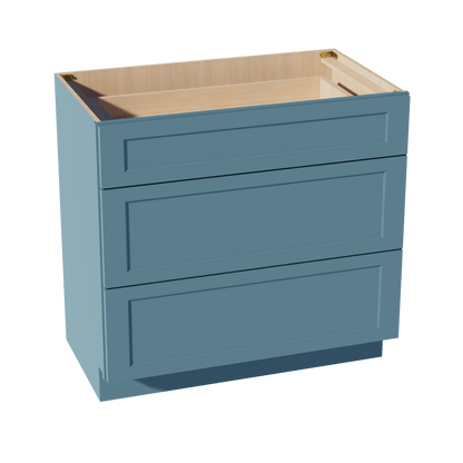 TG - VDB3621: Soft Green Shaker 36"W x 34 - 1/2"H x 21"D 3 Drawers Vanity Base Cabinets - NextCabinets