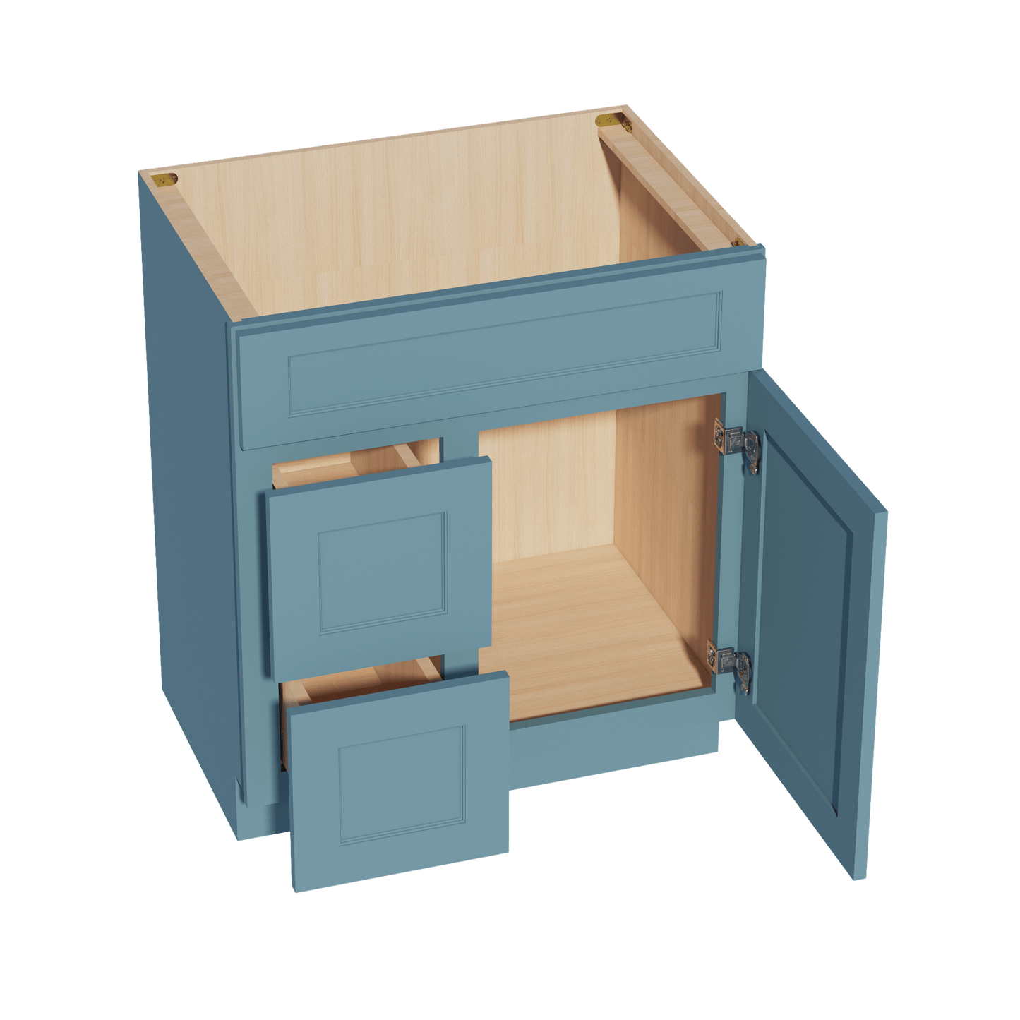 TG - VSD3021L: Soft Green Shaker 30"W x 34 - 1/2"H x 21"D 1 Door & 2 Left Drawers Offset Vanity Sink Base Cabinets - NextCabinets