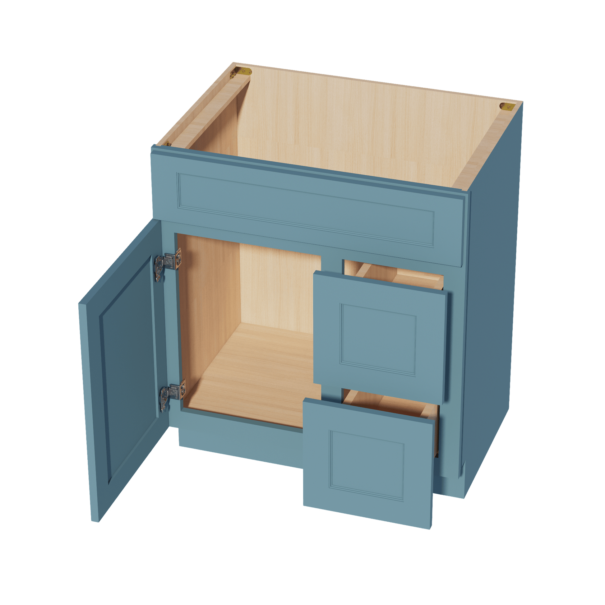 TG - VSD3021R: Soft Green Shaker 30"W x 34 - 1/2"H x 21"D 1 Door & 2 Right Drawers Offset Vanity Sink Base Cabinets - NextCabinets