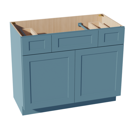 TG - VSD4221: Soft Green Shaker 42"W x 34 - 1/2"H x 21"D 2 Doors, 2 Drawers & 1 False Drawer Centered Vanity Sink Base Cabinets - NextCabinets