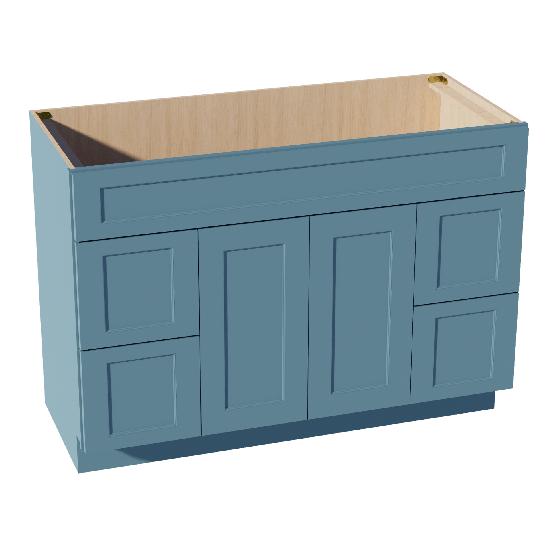 TG - VSD4821: Soft Green Shaker 48"W x 34 - 1/2"H x 21"D 2 Doors, 4 Drawers & 1 False Drawer Centered Vanity Sink Base Cabinets - NextCabinets