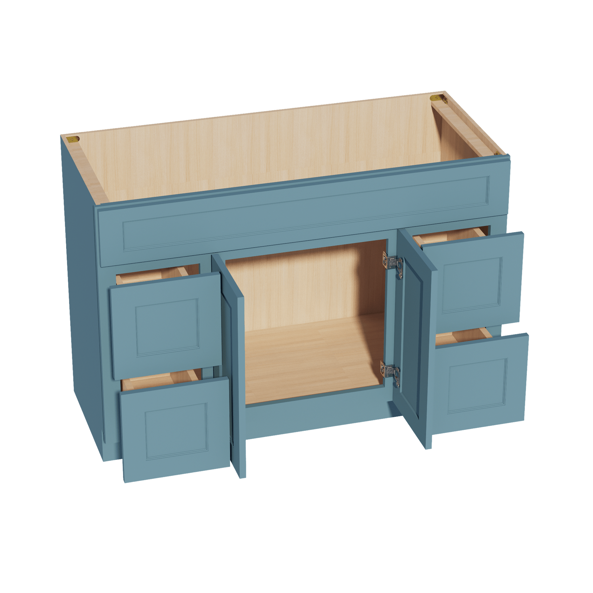 TG - VSD4821: Soft Green Shaker 48"W x 34 - 1/2"H x 21"D 2 Doors, 4 Drawers & 1 False Drawer Centered Vanity Sink Base Cabinets - NextCabinets