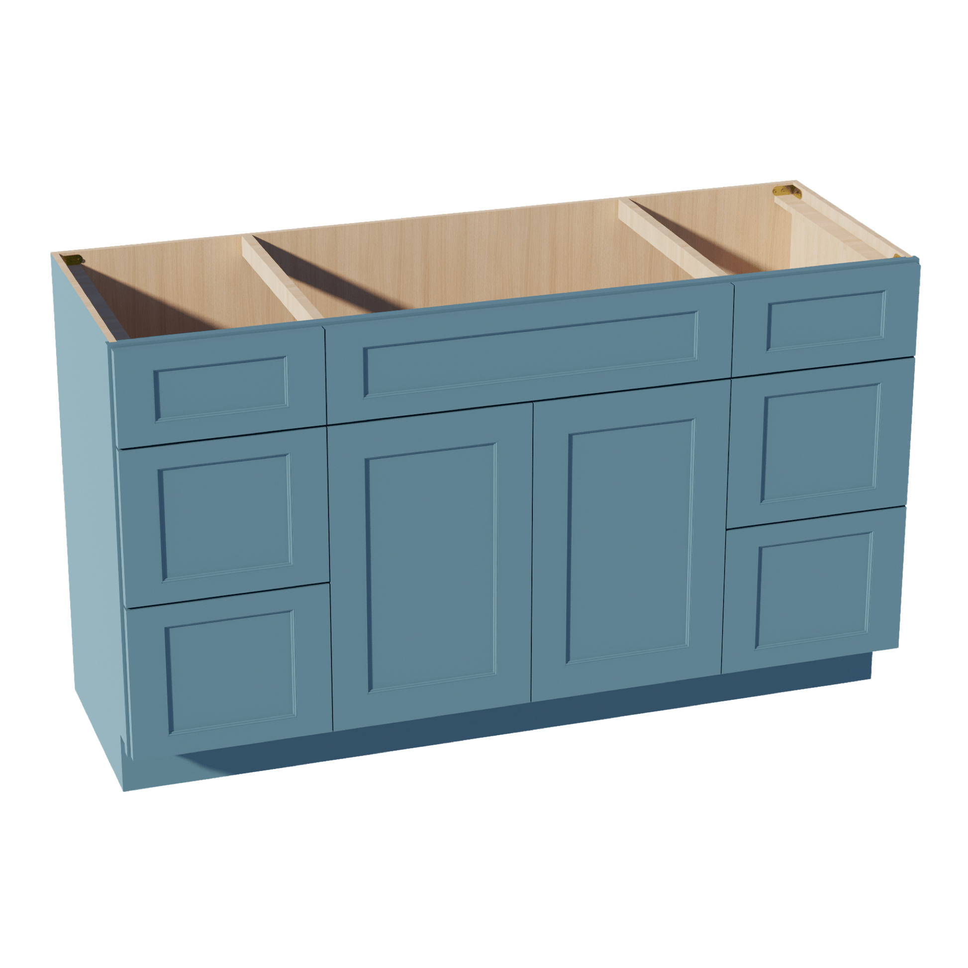 TG - VSD60SINGLE: Soft Green Shaker 60"W x 34 - 1/2"H x 21"D 2 Doors, 6 Drawers & 1 False Drawer Single Sink Vanity Base Combo Cabinets - NextCabinets