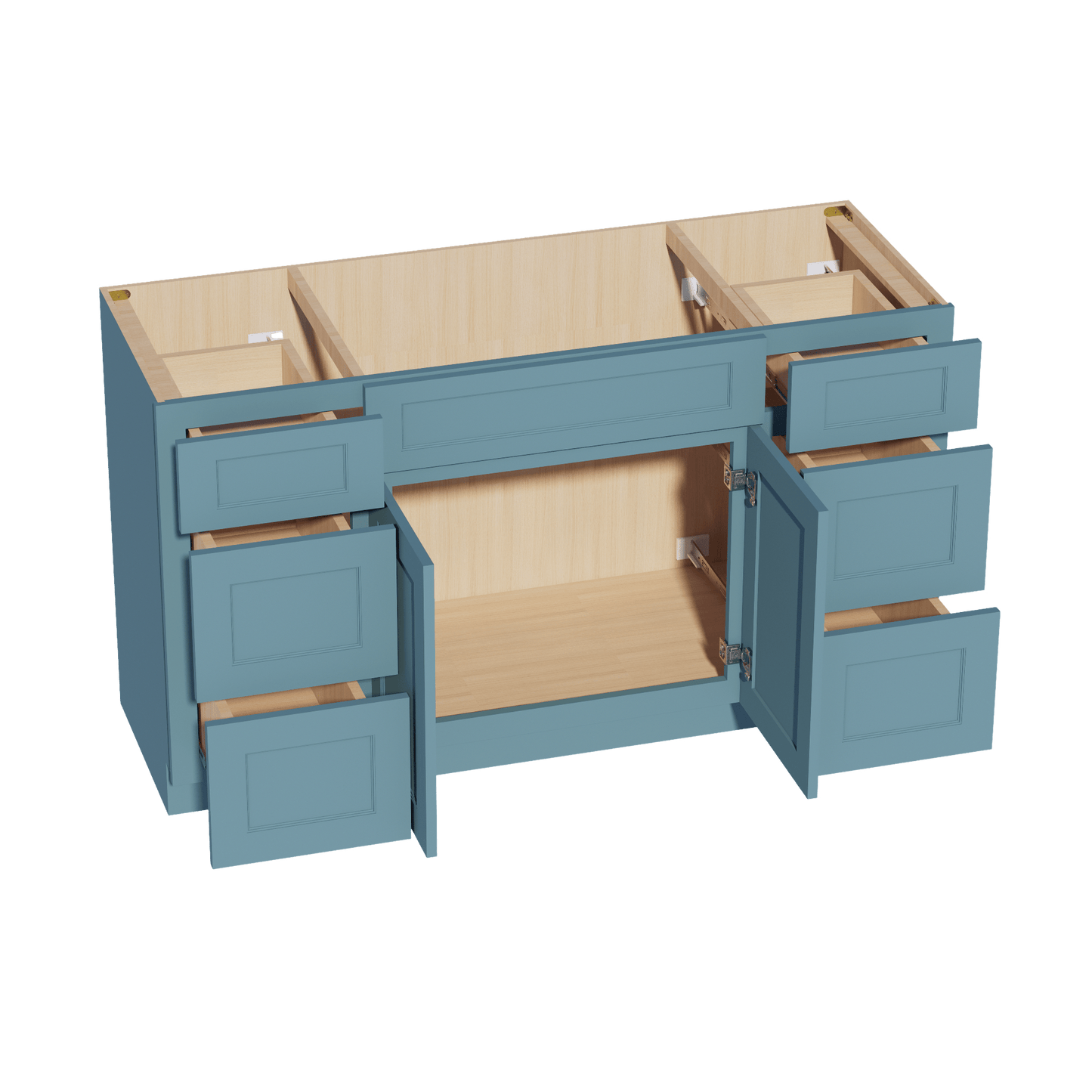 TG - VSD60SINGLE: Soft Green Shaker 60"W x 34 - 1/2"H x 21"D 2 Doors, 6 Drawers & 1 False Drawer Single Sink Vanity Base Combo Cabinets - NextCabinets