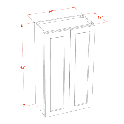 TG - W2442: Soft Green Shaker 24"W x 42"H 2 Doors & 3 Shelves Standard Wall Cabinet - NextCabinets