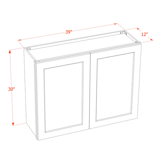 TG - W3930: Soft Green Shaker 39"W x 30"H 2 Doors & 2 Shelves Standard Wall Cabinet - NextCabinets