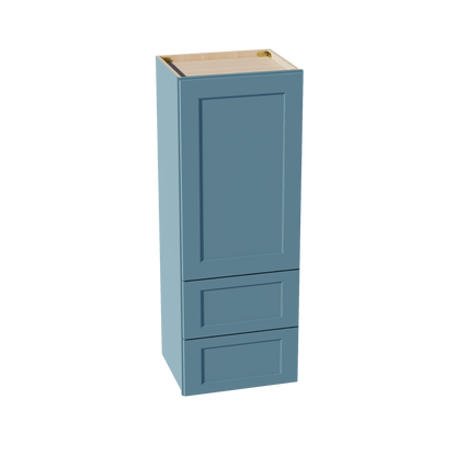 TG - WD1848: Soft Green Shaker 18"W x 48"H 1 Door & 2 Drawers Special Wall Cabinet - NextCabinets